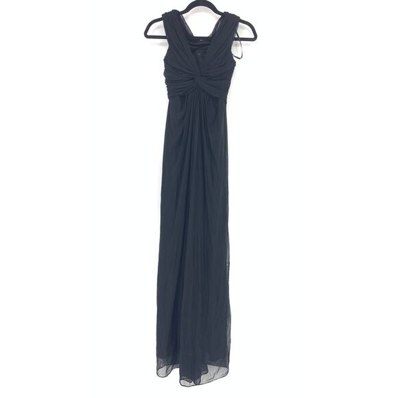 VTG Tadashi Dress Women's Approx XS Formal Twist Front Mesh Full Zipper Black